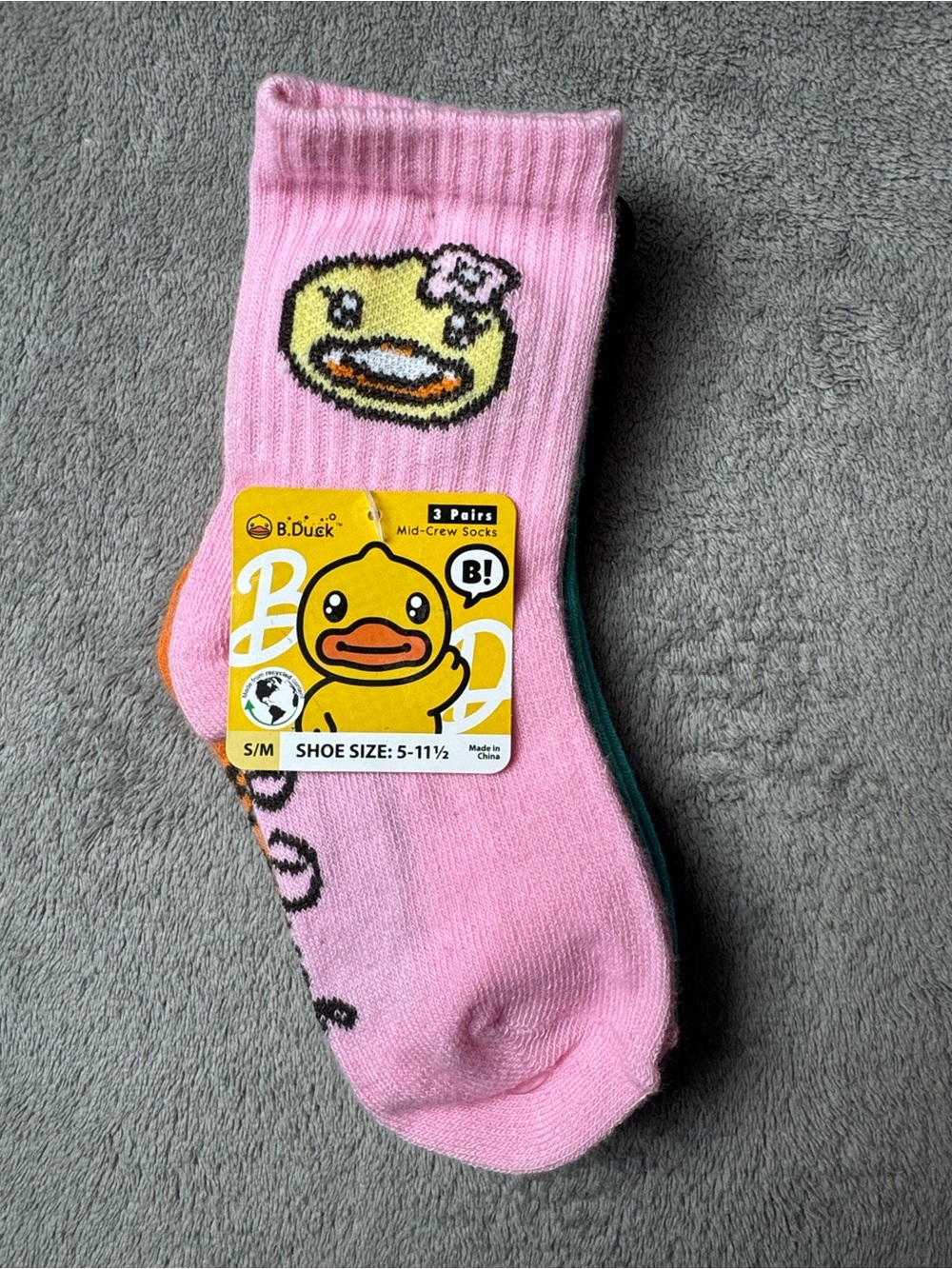 Kids Mid-Crew Socks in Pink - 3 Pair
